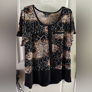 LIZ MCCOY Animal Print Giraffe Blouse Top Womens Plus 3X